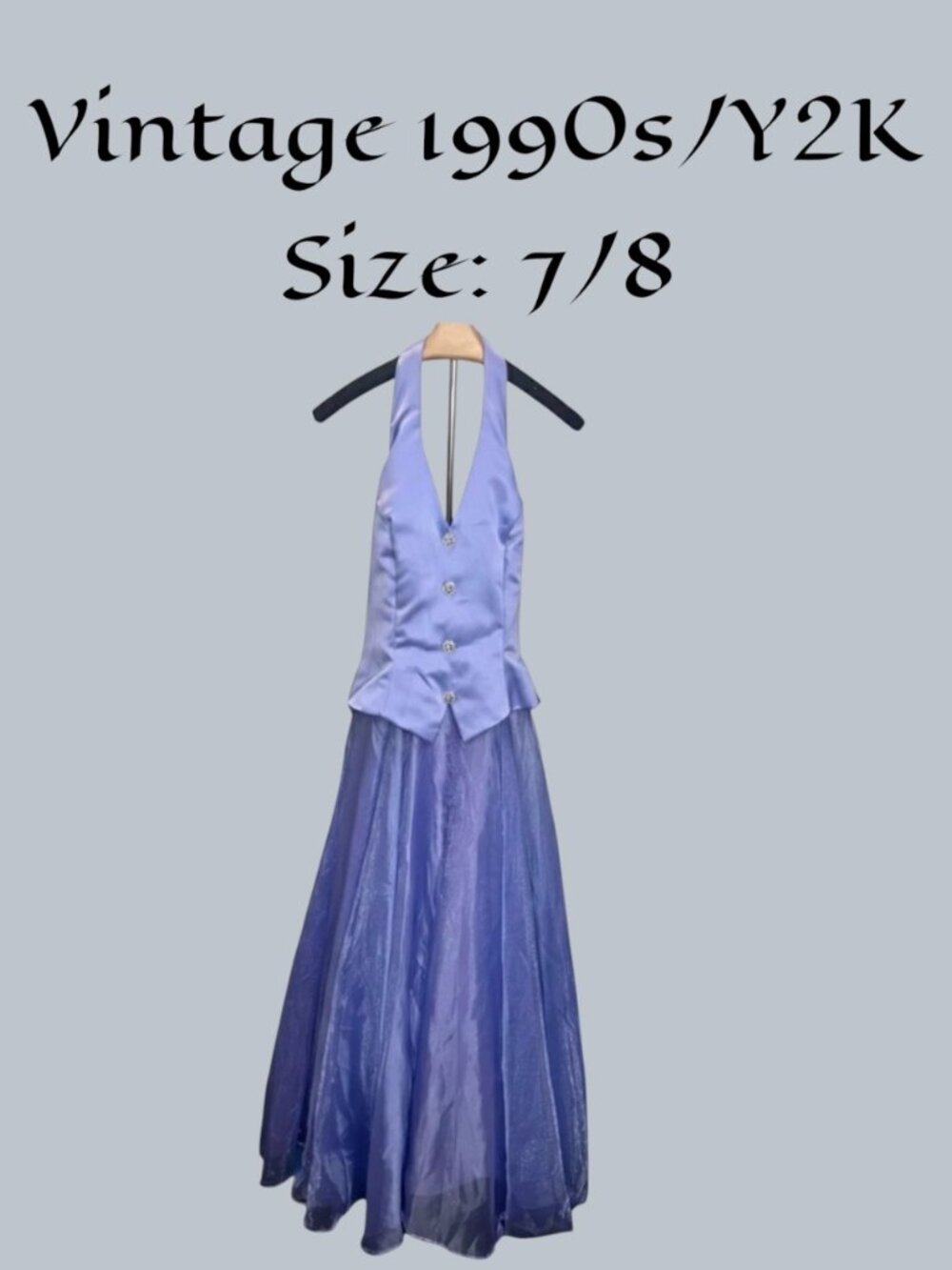 Vintage 1990s/Y2K Dave and Johnny Lilac Purple Halter-Style Formal Dress
